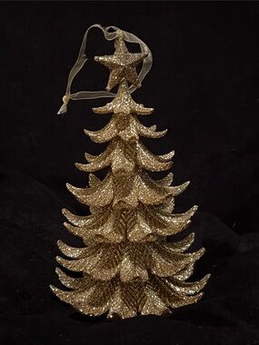 Gold Christmas Tree Ornaments Glitter Decorations